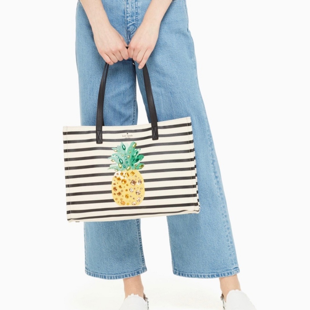SOLD ~ Kate Spade By The Pool Pineapple Tote NWT - Picture 2 of 6